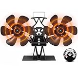 Signstek ストーブファン 石油ストーブ ファン 薪ストーブ 扇風機 双頭 静音 キャンプ用 エコストーブ 火力熱炉 扇風機 12枚羽 空気循環 暖房効率アップ 熱駆動 電源不要 省エネ 暖炉用 暖房/熱供給用品 過熱保護 防寒対策 温度計付き アウトドア/屋内用 【2025冬新登場】