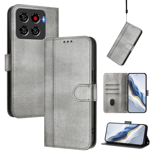 Pzwoxukhov Compatible with ZTE Blade A56 Case Cover,Compatible with ZTE Blade A56 with Card Slot,Stand Holder,PU Leather flip Shockproof Case Cover Gray
