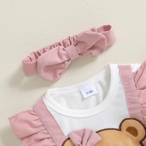 Newborn Baby Girl Clothes Cute Little Bee Romper Dress Ruffle Sleeve Stripe Bodysuit + Headband Fall Winter Outfit4