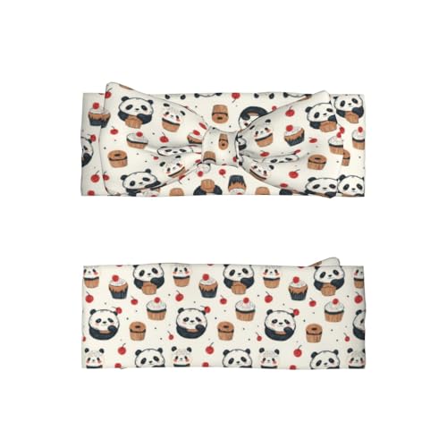 Cute Panda Cake Print Baby Girl Bows Headbands Baby Girls Newborn Headbands Infant Toddlers 0-6 Months2