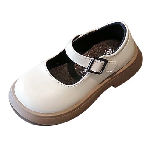 Girls Leather Shoes Little Girls Fashion Dressy Footwear Baby Soft Sole Mary Jane Slip Ons for Ages 2 to 10 Years Party (White, 6-7)