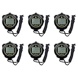 Bloepum 6X Digital Sports Stopwatch, 10Lap /Split Memory Stopwatch Count Down Timer, Large Display Waterproof 12/24 Hour Clock