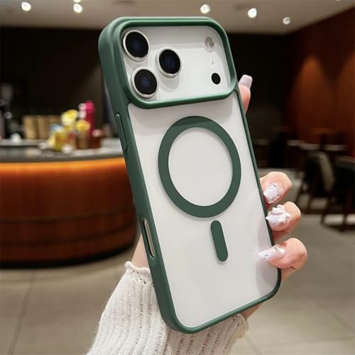 Coque iPhone 15 Plus verte avec aimant de charge sans fil et protection antichoc intégrée
