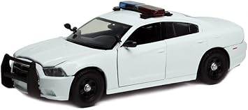 Motor Max 2011 Dodge Charger Pursuit Unmarked w/Lights & Sounds, White 79532-1/24 Scale Diecast Model Toy Car
