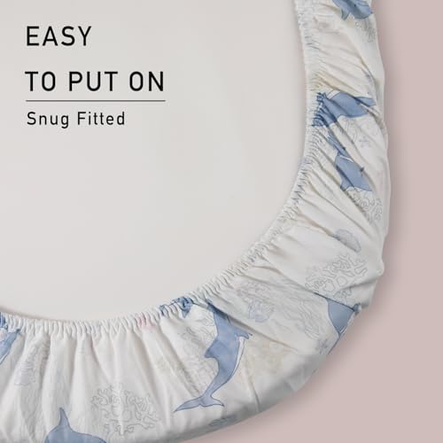 Image of Gllquen Baby Bassinet Sheets 2-Pack for Baby Girl Boy Blue Seashell