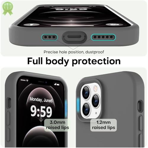 Image of LOVE 3000 Compatible with iPhone 12 Pro Max Phone Case | Thickening 2.1 MM Liquid Silicone | Anti-Scratch Microfiber Lining | Full-Body Duty Heavy Protection Case for Men, Dark Grey