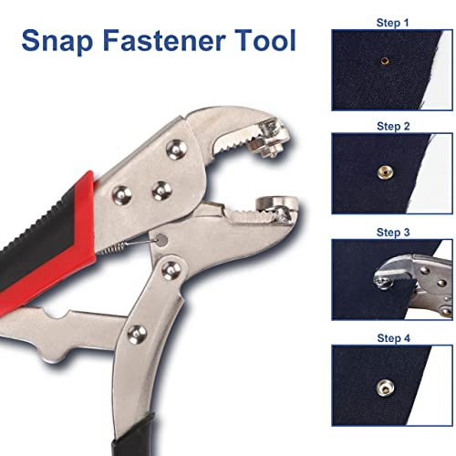 Coowolf Snap Fastener Tool Adjustable Snap Pliers Includes 30 Sets Screw Snaps For Boat Cover, Snap Button Kit Snap Tool For Replacing Metal Snaps, Repairing Boat Covers, Canvas, Tarps #TOP2