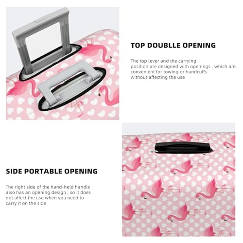 Cute Flamingo With Heart For Travel Luggage Cover Suitcase Protector Fits 18-32 Inch Travel Luggage Protector Elastic Luggage Anti-Scratch Suitcase Cover3