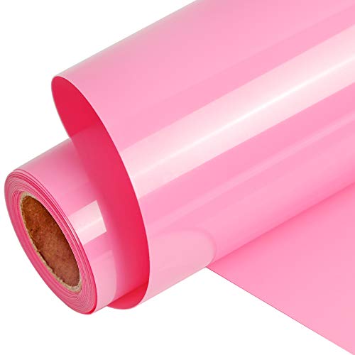 FUNKAKA Pink HTV Heat Transfer Vinyl Rolls 12 x 9ft Glossy Pink Iron on Vinyl for T-Shirt Adhesive HTV Vinyl for All Cutter Machines Easy to Cut & Weed for Heat Vinyl Design