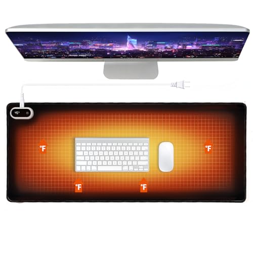 UMySpcl Heated Desk Pad - 31.5 x 13 Large Heated Mouse Pad & Desk Mat 5 Temp Settings 5s Fast Heat Auto Shut-Off for Cold Office Gaming & Winter Desk Setup (Black)