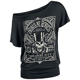 Guns N’ Roses Étiquette Paradise City Femme T-Shirt Manches Courtes Noir Large - Les Beatles, Paul McCartney, John Lennon, RIngo Starr, George Harrison
