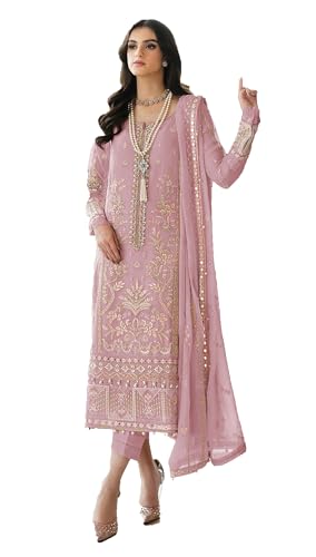 Shriva Fashion Indian Pakistani Salwar Kameez suit ready to wear embroidered plus size eid festival for women (1037) (Pink, 36)