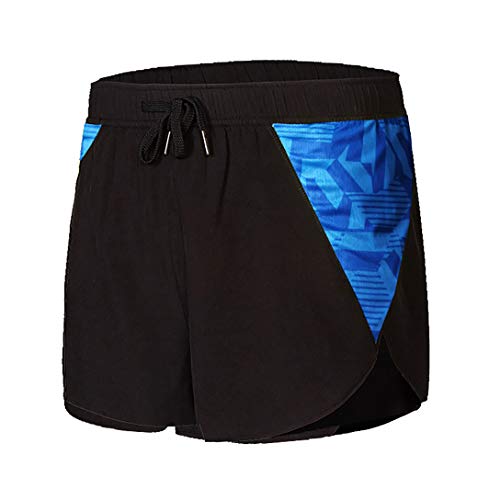 AIMPACT Mens Active Running Shorts 3 Inch Jogging Workout Shorts Gym Marathon Shorts with Pocket(Blue L(XXXL))