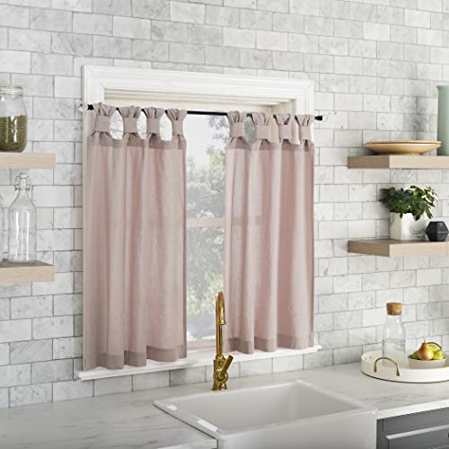 Archaeo Washed Cotton Small Window Twist Tab Cafe Curtains, 52" x 36", Rose Quartz by Archaeo - Image 4
