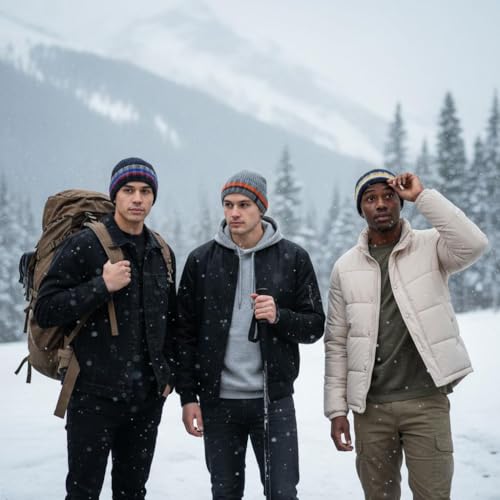Chapeau stripe beanie pour stopper le vent d'hiver avec style grâce à sa maille extensible - 4