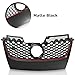 Partsflow Front Upper Main Matte Black W/Red Trim Mesh Grille For 2006 2007 2008 2009 Volkswagen VW GTI For 2006 2007 2008 2009 Volkswagen VW Mk5 Jetta