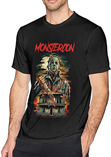 after Halloween Michael My-Ers Men Sports Short Sleeve Crewneck Cotton Comfortable T Shirt Camisetas y Tops(Large)