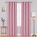 Deconovo Pink Blackout Curtains for Bedroom, Thermal Insulated Soundproof Pravicy Curtain, Silver Wave Dots Print, 52 x 84 Inch Long, Machine Washable Window Panels for Kids Room Nursery, Set of 2