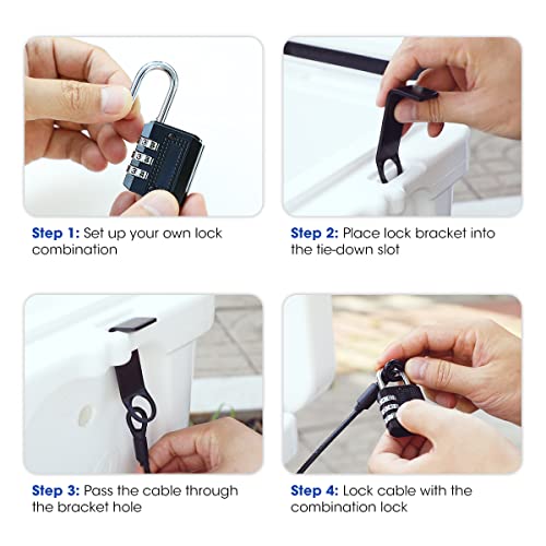 Aieve Cable Lock And Bracket For Yeti Cooler, 6Ft Heavy Duty Cooler Lock, Cooler Accessories For Secure Yeti/Rtic Cooler To Kayak, Deck, Truck #TOP3