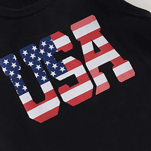 Baby Boy 4Th Of July Outfit Letter Print Tank Tops American Flag Shorts Fourth Of July Summer Clothes Black 12-18 Months #TOP3