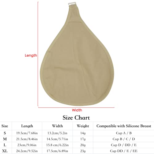 Zmasi 2Pcs Water-Drop Silicone Breast Protective Pockets Sleeves Cotton Hook Pocket Bags For Mastectomy Fake Breast (L) Nude #TOP4