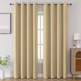 CUCRAF Beige Blackout Curtains 84 inch Length 2 Panels Set, Room Darkening Drapes for Living Room Bedroom, Thermal Insulated Light Blocking Grommet Window Curtain (W52 x L84 Inch)