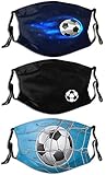 AmaUncle Football Soccer Face Mask with 15 Filter Washable Mouth Face Adjustable Adult Kid Masks Bandana for Men Women Girl Boy