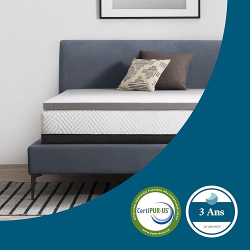 Surmatelas mousse mémoire charbon bambou 90x190 Lucid