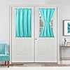 Hiasan French Door Curtains Privacy, Rod Pocket Semi Sheer Front Curtain for Door Window, 1 Panel (Aqua, W 24 inch x L 40 inch)