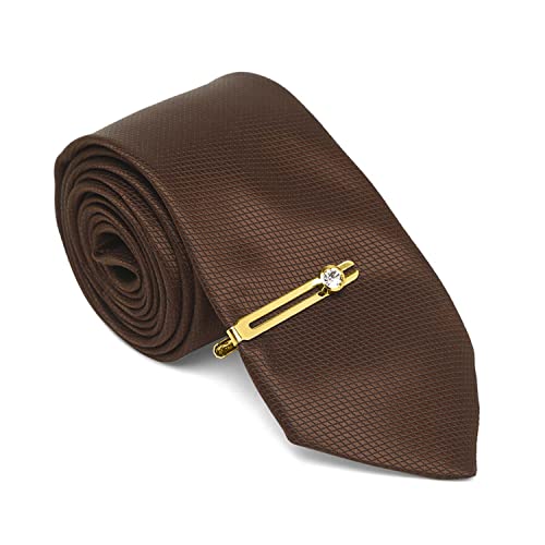 Image of MUTAQINOTI Mens Woven Premium Silk Necktie Suit Accessories Set With Pocket Square Cufflinks Brooch Golden Tie Pin (TEGP2)