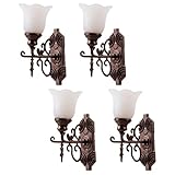 GANAZONO 4 pcs Dollhouse Miniature Led Wall Light Lamp 1:87 Vintage Wall Lamp Models Mini Wall Sconces for DIY Dollhouse Furnitures Living Room Decor