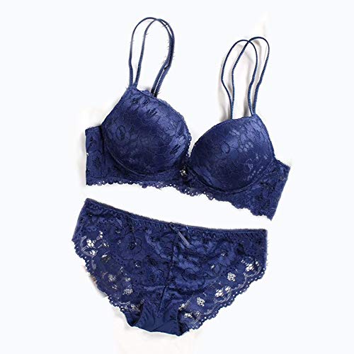 Women's Lace Padded Cups Underwired Solid Lingerie Set-picture-21