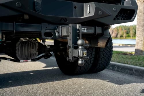 Image of BulletProof Hitches - 2.5 inch Adjustable Heavy Duty Trailer Hitch (22,000 lb. Rating) - 6 inch Drop /Rise Trailer Hitch with 2 inch & 2-5 /16 inch Dual Ball - Powder Coat, Solid Steel, Corrosion-Resistant
