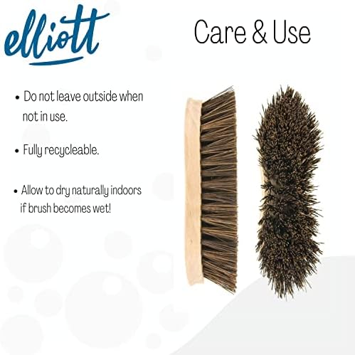 Elliott Wooden Hand Scrubbing Brush with stiff natural Bassine bristles, heavy duty multipurpose and water resistant, made with natural fibres easy to use and long lasting