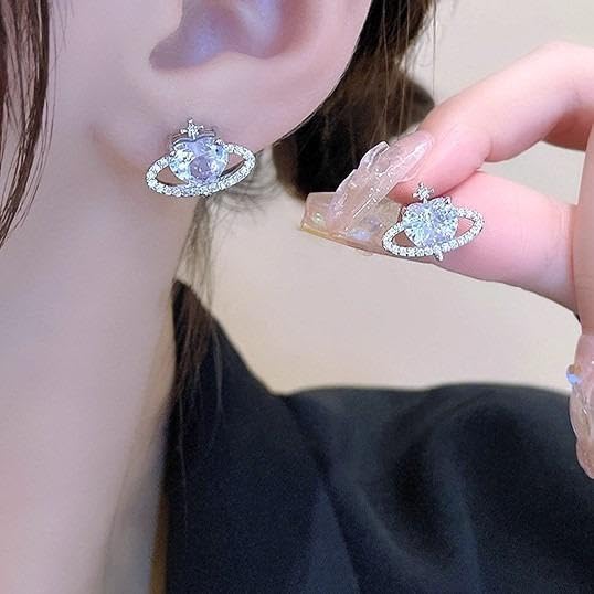 Amazon.co.jp: 在庫僅か ハート プラネット ピアス シルバー 