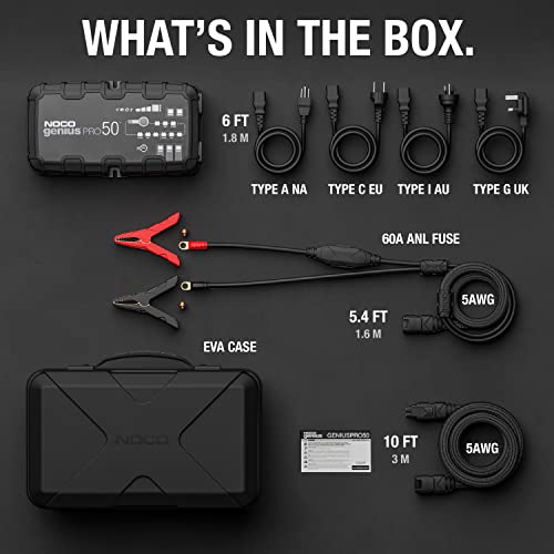 NOCO GENIUSPRO50: 50A 6V/12V/24V Professional Smart Battery Charger – Maintainer, Desulfator & Power Supply with Overcharge Protection & Thermal Compensation – For Lead-Acid & Lithium Batteries - Image 7
