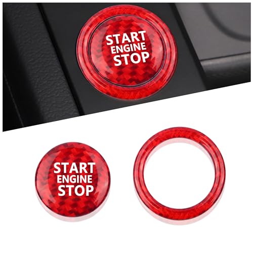 Car Push Start Button Cover Compatible with Audi,Cool Cars Engine Start Button Cover with Ring for Cars Decorations,Stylish Starts Stop Buttons Covers Car Accessories Interior