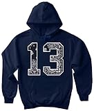 Navy Blue Bandana 13 Hoodie South Side Cholo Lowrider LA Crip Hooded Sweatshirt - Navy Blue -...