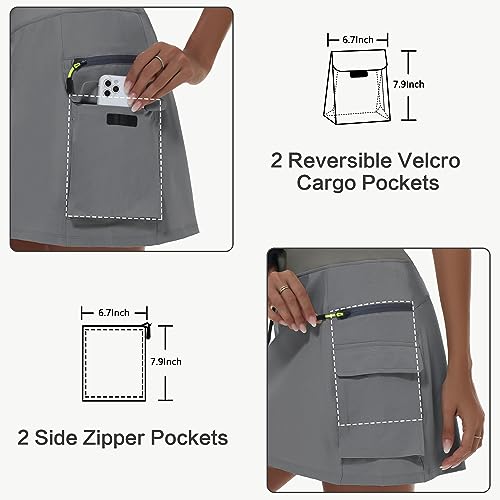 Image of MIVEI Skorts for Woman - Hiking Cargo Skorts with Zipper Pockets, High Waisted Quick Dry Golf Workout, Dressy Casual