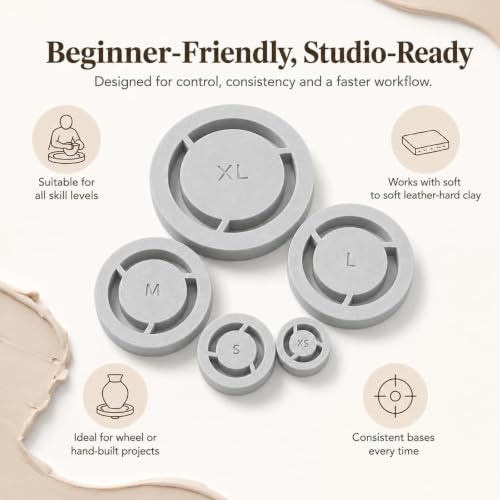 5 Pack Pottery Foot Ring Tool, Clay Base Aligner for Ceramic, Pottery Foot Molder Ceramic Tools, Aligned Foot Ring Template for Ceramics, Even Foot Press for Pottery Bowls, DIY Wheel Projects - Image 5