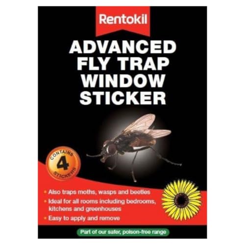 Image of SOTL® X3 Rentokil Advanced Fly Trap Window Sticker Traps Moths Wasps Beetles Indoor Killer Sticky Window Insect Trap For Indoor Use 4 Pack