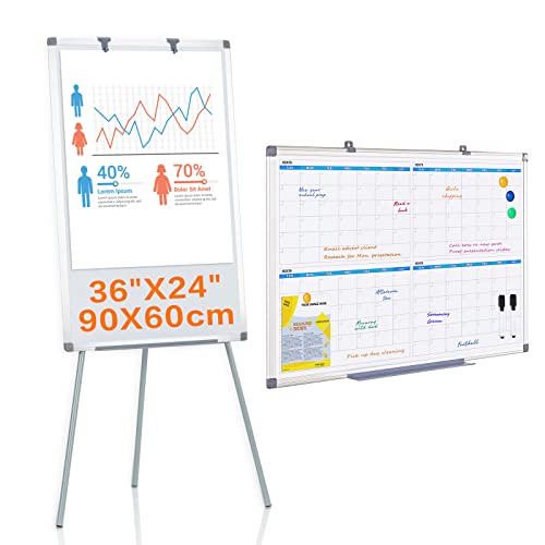 Makello Dry Erase Easel Quarterly Whiteboard Calender Combo, 36X24 Inches #TOP5