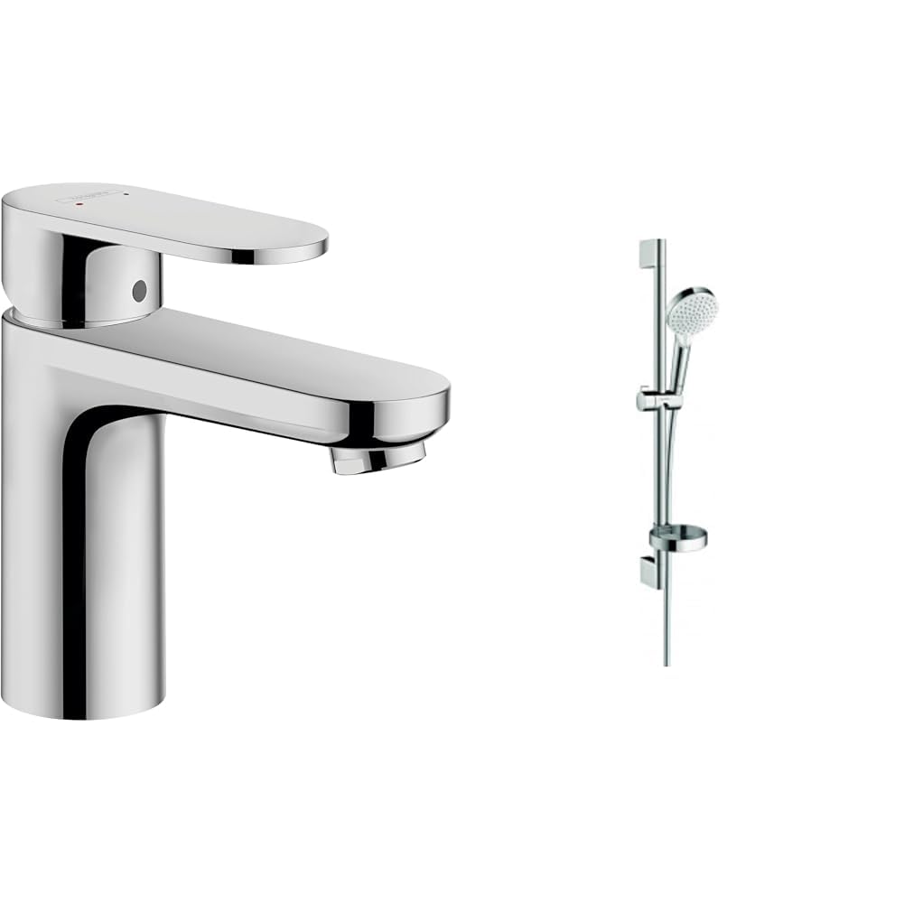 Mitigeur de lavabo 100 Vernis Blend hansgrohe 71580000 avec set douche Crometta