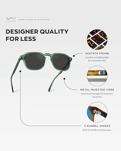 Image of WearMe Pro Men's Polarized Square Sunglasses - Wide Fit, Retro Style, UV400, Lightweight Frame for Driving & Daily Wear