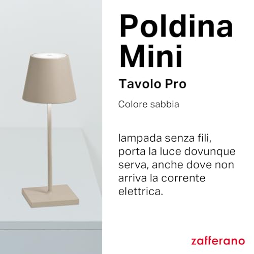 Zafferano Poldina Mini Lampada Da Tavolo A Batteria IP65 Sabbia - 2