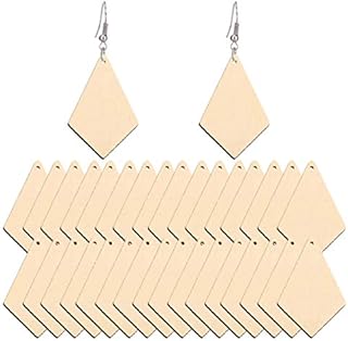 TOYANDONA 50pcs Unfinished Wood Earrings Natural Wood Pendants Blanks Drop Dangle Earrings Teardrop Wooden Earring for Jewelry DIY Craft Making Supplies