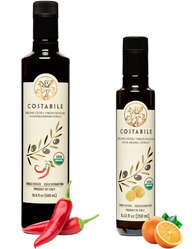 Orange Infused Olive Oil & Garlic Infused Olive Oil From Italy. Extra Virgin Olive Oil From A Single Grove In Italy. Costabile #TOP12