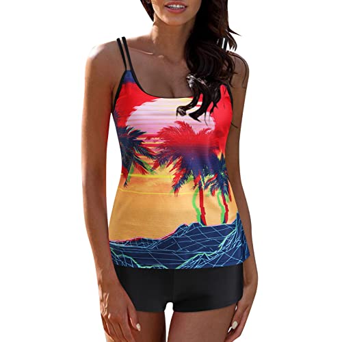 Tankini pour femme rouge maillot de bain bretelles réglables taille fendue XL