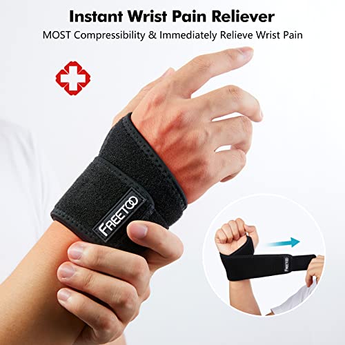 Freetoo 2 Pack Wrist Brace For Carpal Tunnel Relief For Night Support, Compression Wrist Supports At Work For Women Men, Adjustable Support Wrist Splint Fit Right Left Hand For Arthritis Tendonitis #TOP1