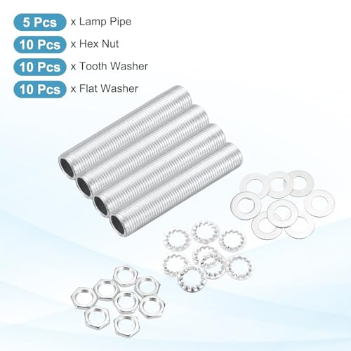 Image of MECCANIXITY 35Pcs 1.4 inch Lamp Pipe Kit with Nuts Washers 1 /8IP Thread Fasteners Assortment for Chandelier Ceiling Light Repair Assembly DIY Hardware
